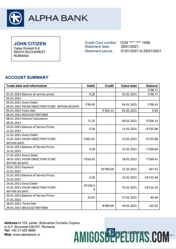 Romania Alpha Bank modelo